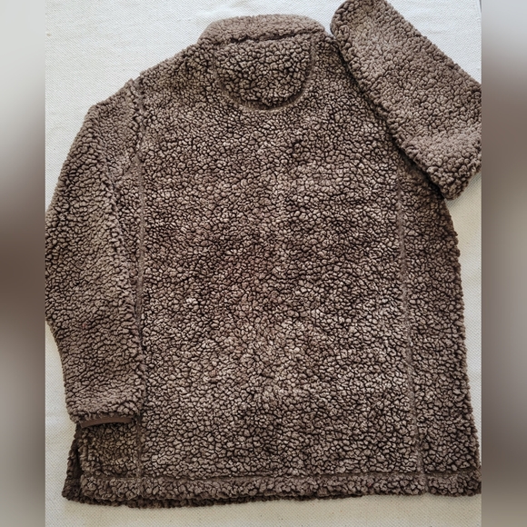 Teddy Bear Cozy Fleece 1/4 Zip Pullover In Chocolate 2XL - Picture 2 of 6